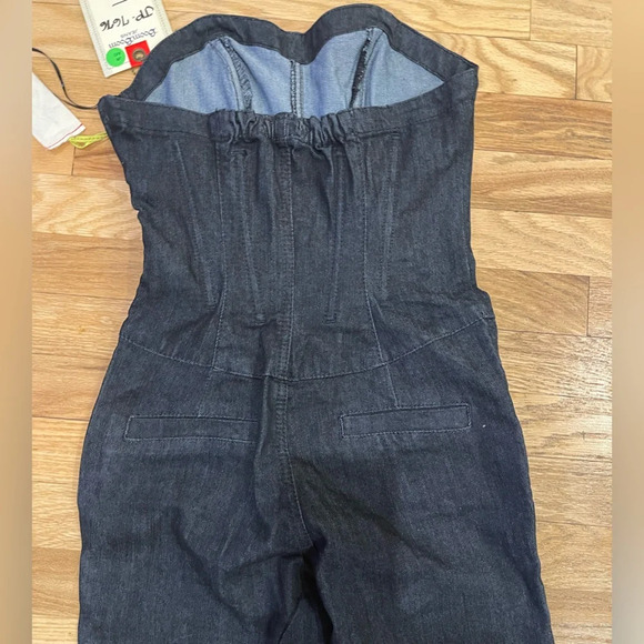 Boom Boom Jeans Denim Jumpsuit Strapless Wide Leg  Women’s Small - Picture 4 of 6